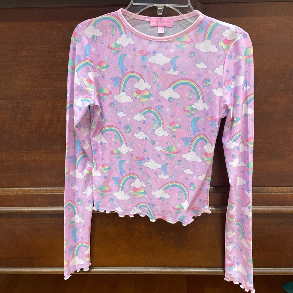 Sugar Thrillz Pink UFO Cloud Mesh Top